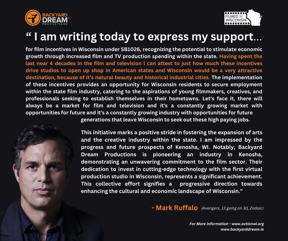 Mark Ruffalo Endorses Backyard Dream and Film in Wisconsin